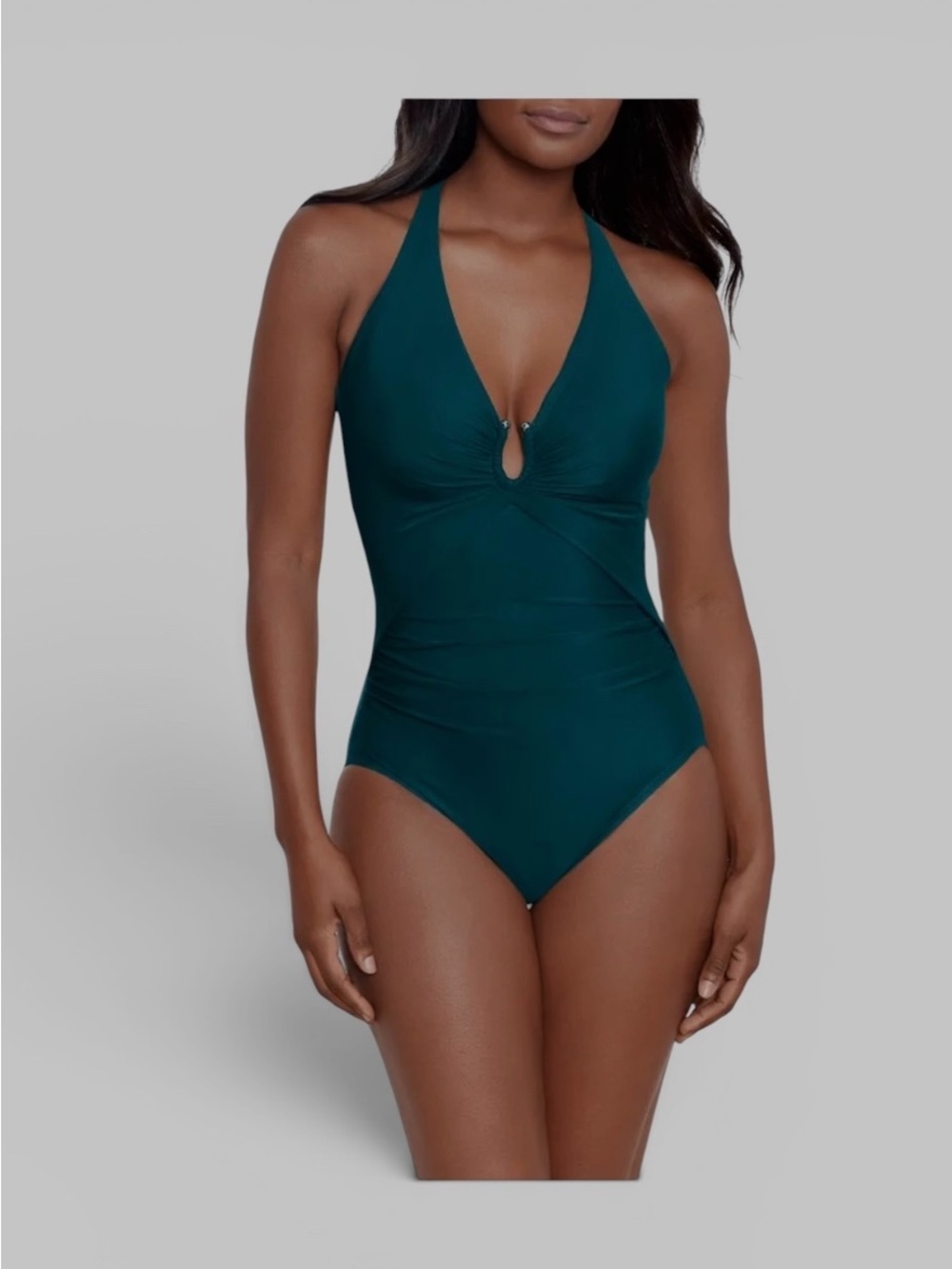 Miraclesuit Razzle Dazzle Bling One-Piece Swimsuit Sz 14 Teal Beach Slimming